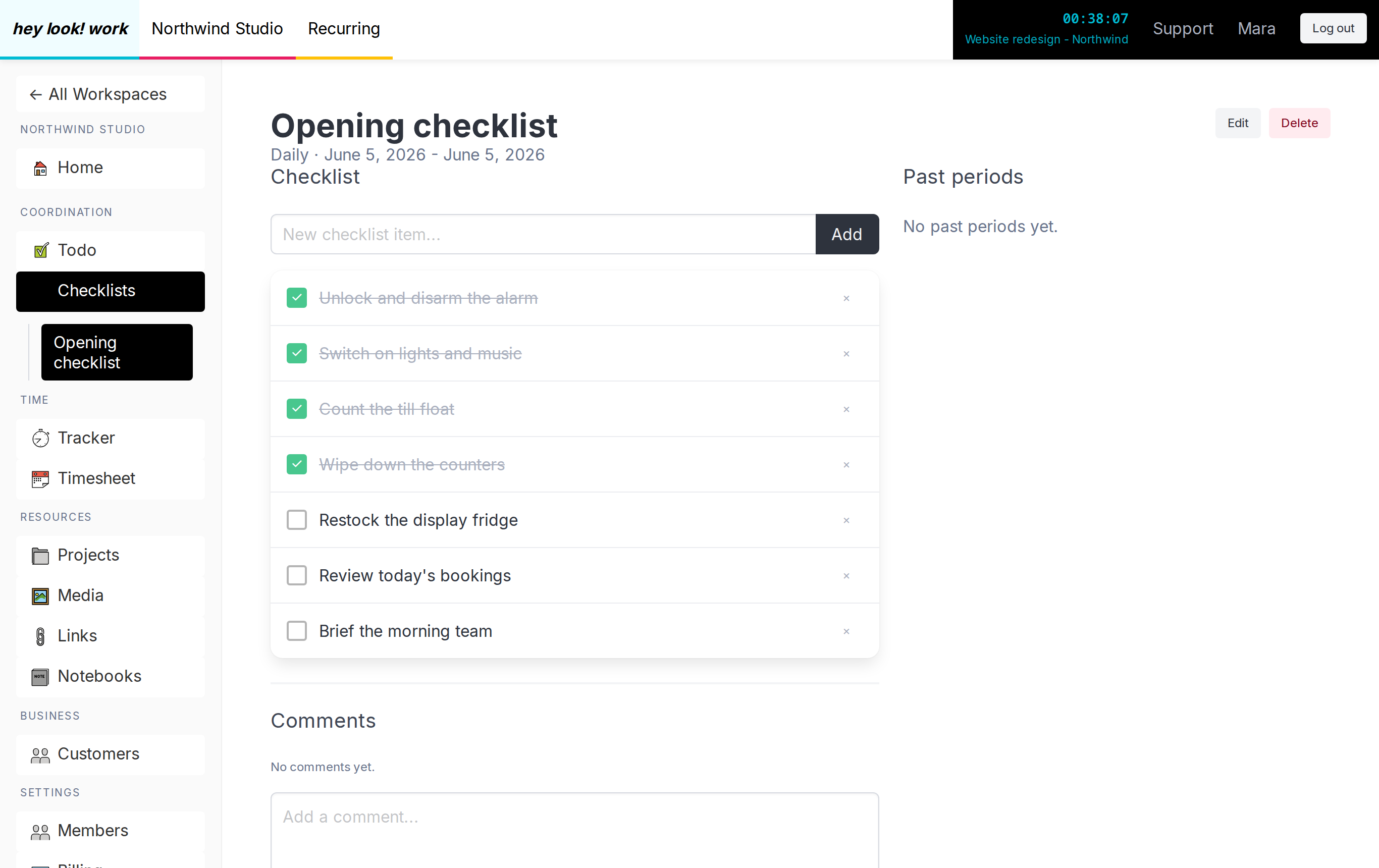 hey look! work checklist