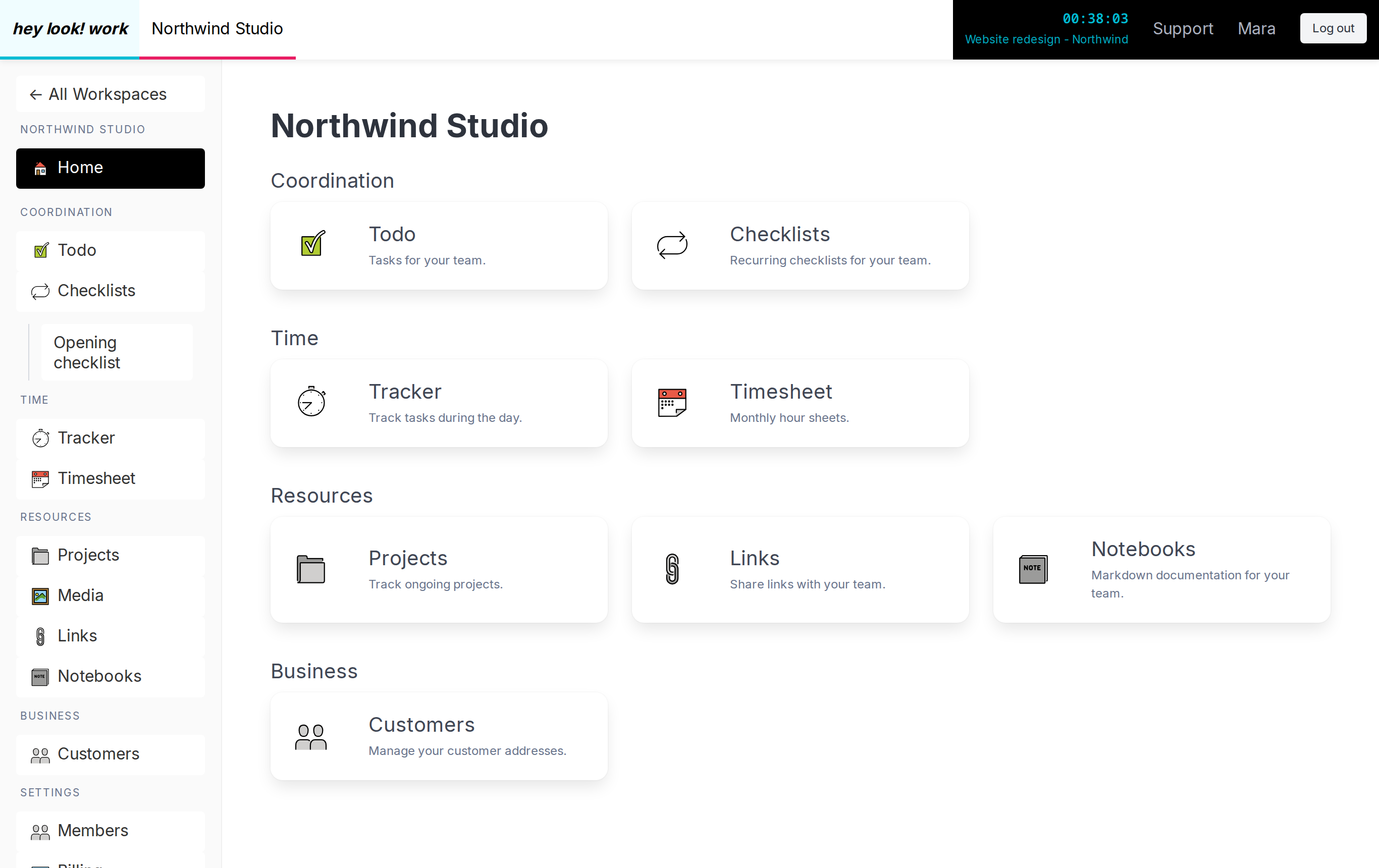 hey look! work dashboard