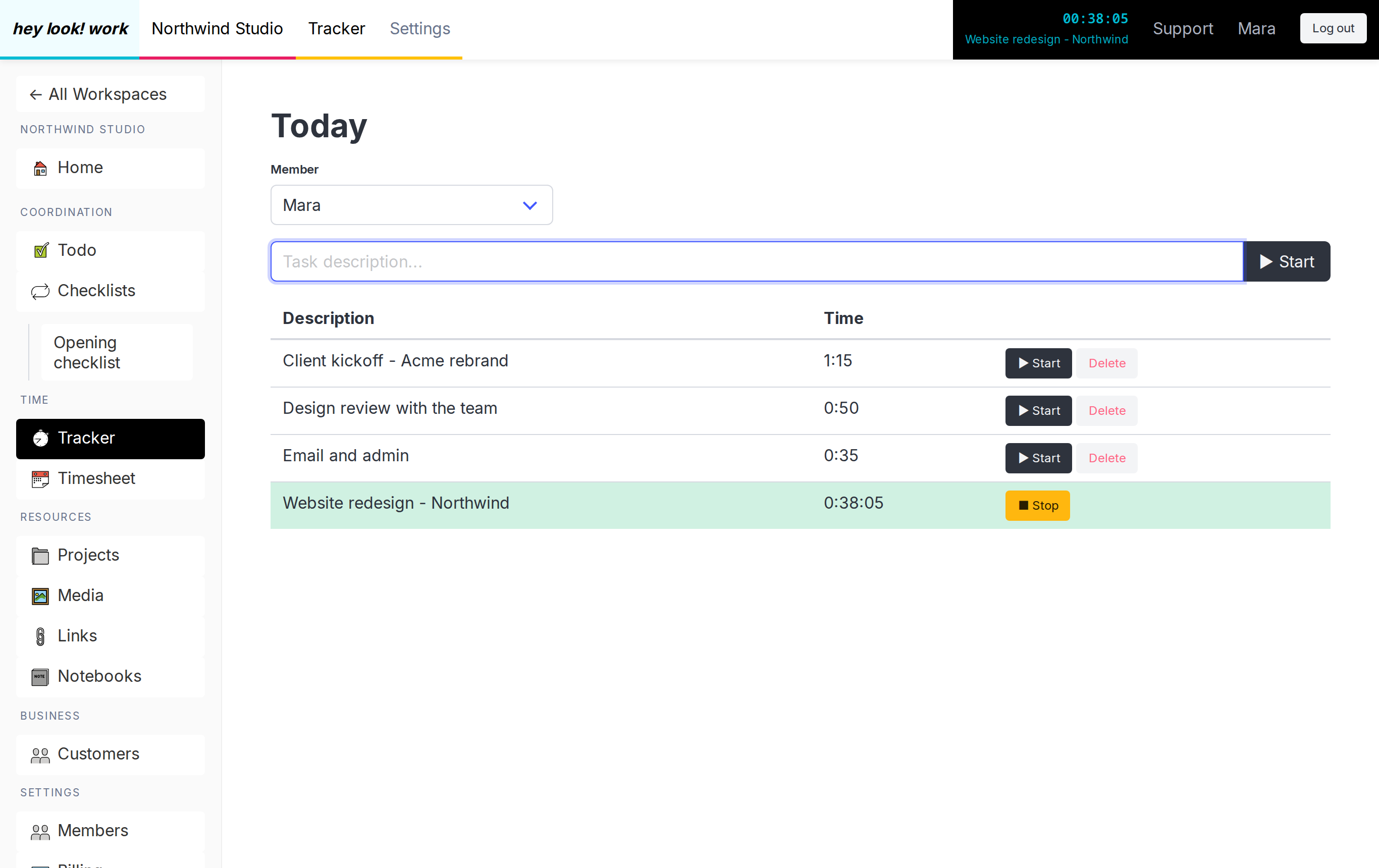 hey look! work time tracker